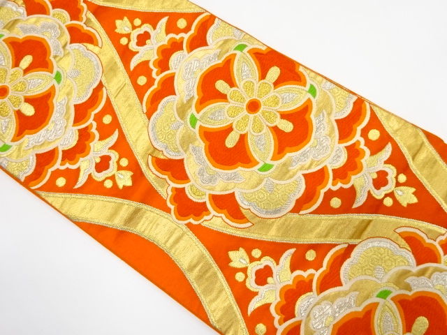 アンティーク　花立涌模様織り出し袋帯（着用可）